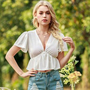 Women's Top XL White Smock Velvet Top size 12